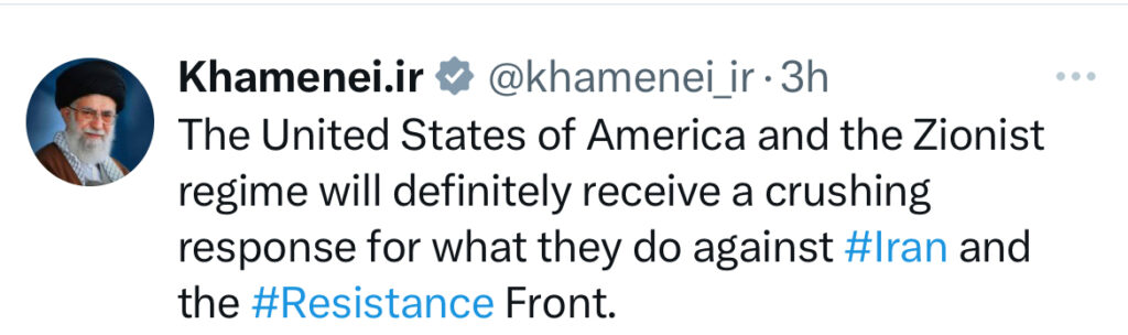 Iran's Khamenei's Crushing Response